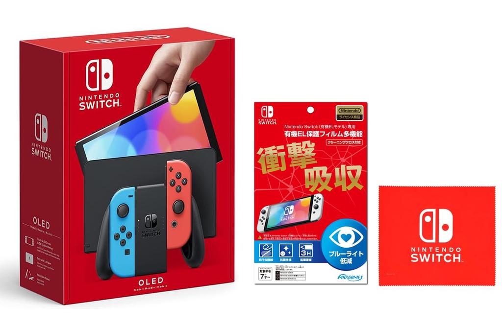 Nintendo Switch EL neon neon red лицензированная органическая защитная пленка EL для Nintendo Switch EL многофункциональная салфетка из микрофибры с логотипом Switch