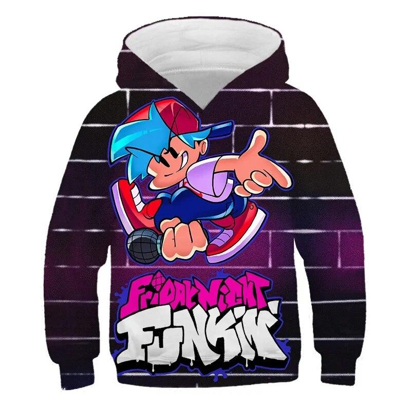 Hot Anime Game Friday Night Funkin 3d Print Hoodies Sweatshirts Boys Girls Fashion Hooded Pullover Cartoons Kids Unisex Clothing
