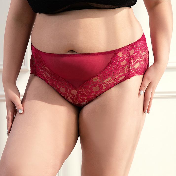 Женские трусики больших размеров, сексуальное нижнее белье, кружевные трусики, нижнее белье со средней талией
