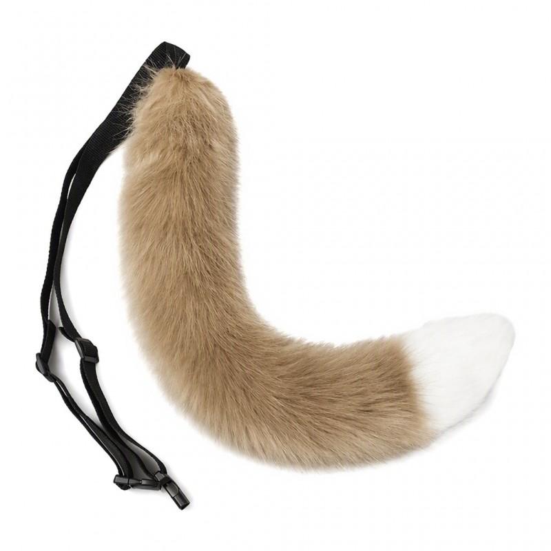 Furry Fox Tail Cosplay Prop Adults - Black White Gradient Brown Tip Solid Colors Anime Convention Party Costume Accessory