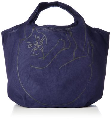 Эко-сумка с рисунком кота из хлопка Mini 2673 Navy [Rootote] NA.Loop Shopper.Marche Mini-B Women's
