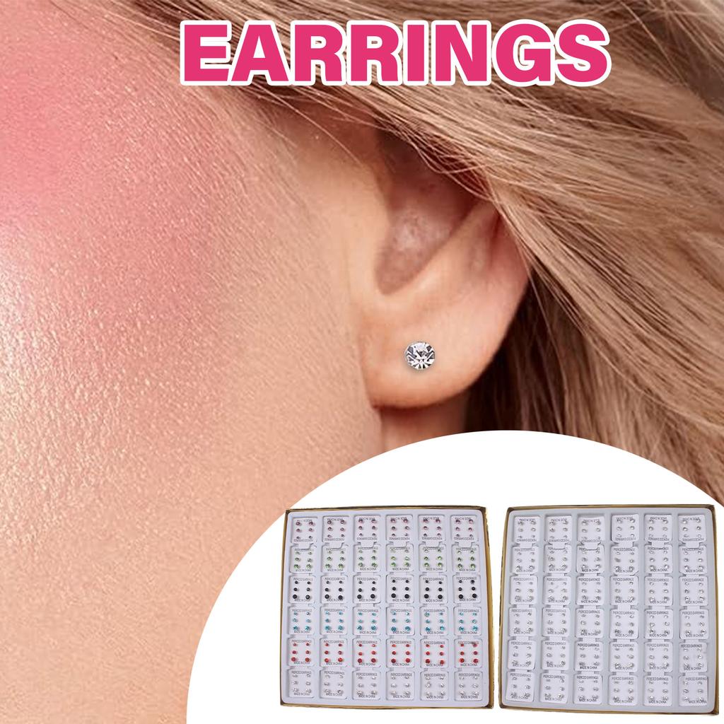 108 Pairs Stylish Hypoallergenic Ear Studs Elegant Crystal Earrings Unique Ear Pin Crystal Texture for Sensitive Ears