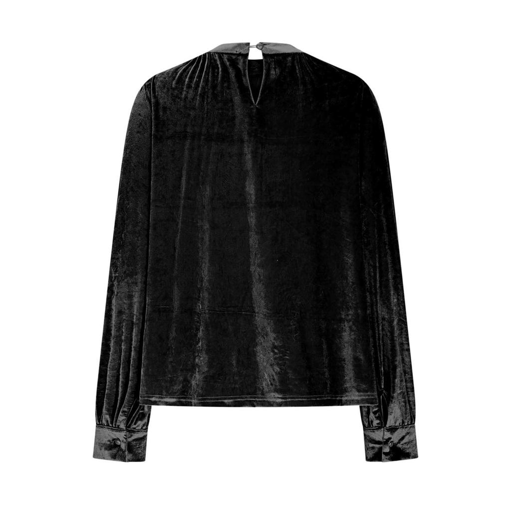 Women's Loose Gold Velvet Solid Color Pullover Round Neck Long Sleeve Top Casual Shirt