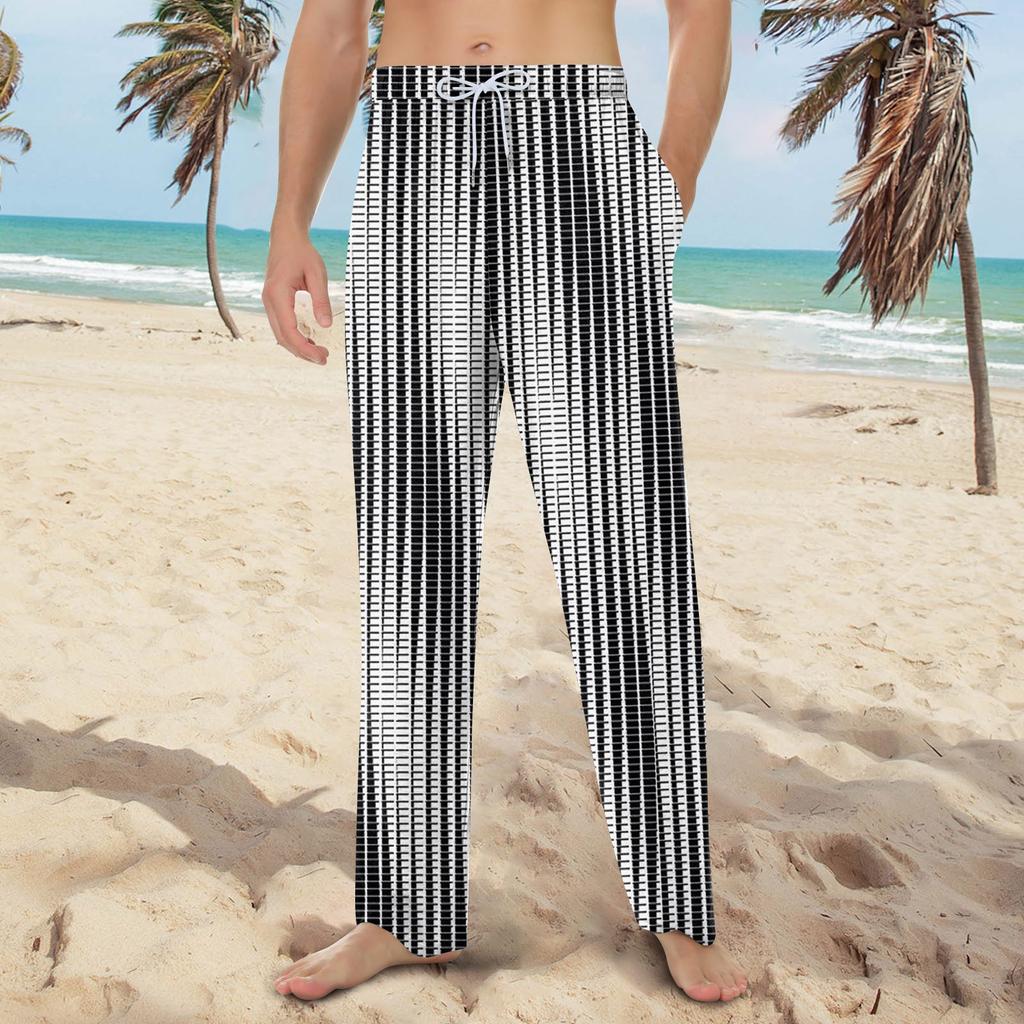 Мужские домашние мягкие пижамные штаны со шнурком и карманами, повседневные спортивные штаны