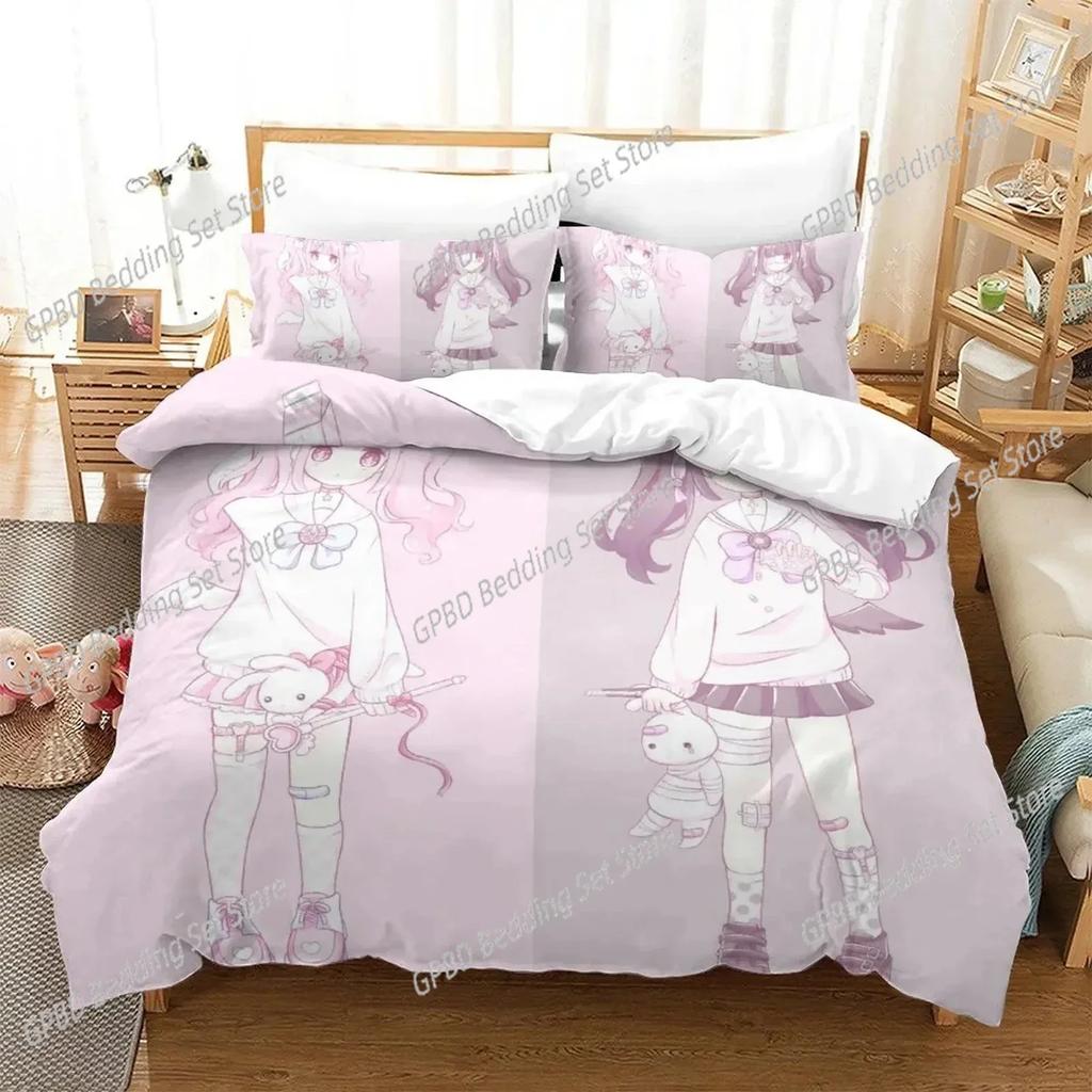 Luxury  New 3D Print Anime Aesthetic Girl Art Strawberry Bedding Set Duvet Cover Bed Set Quilt Cover Pillowcase king Queen Size