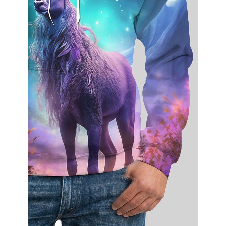 3D Printed Men's Hoodie Deer Pattern Trendy Sportswear Pullovers Long Sleeves Autumn Winter Sweatshirt