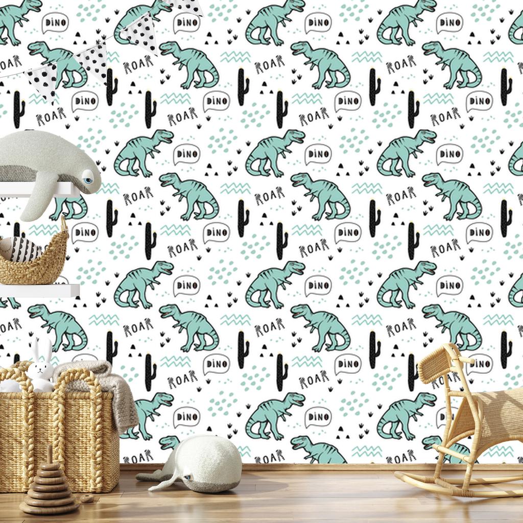 Dinosaurs and cacti wallpaper for living room and bedroom 50x1000