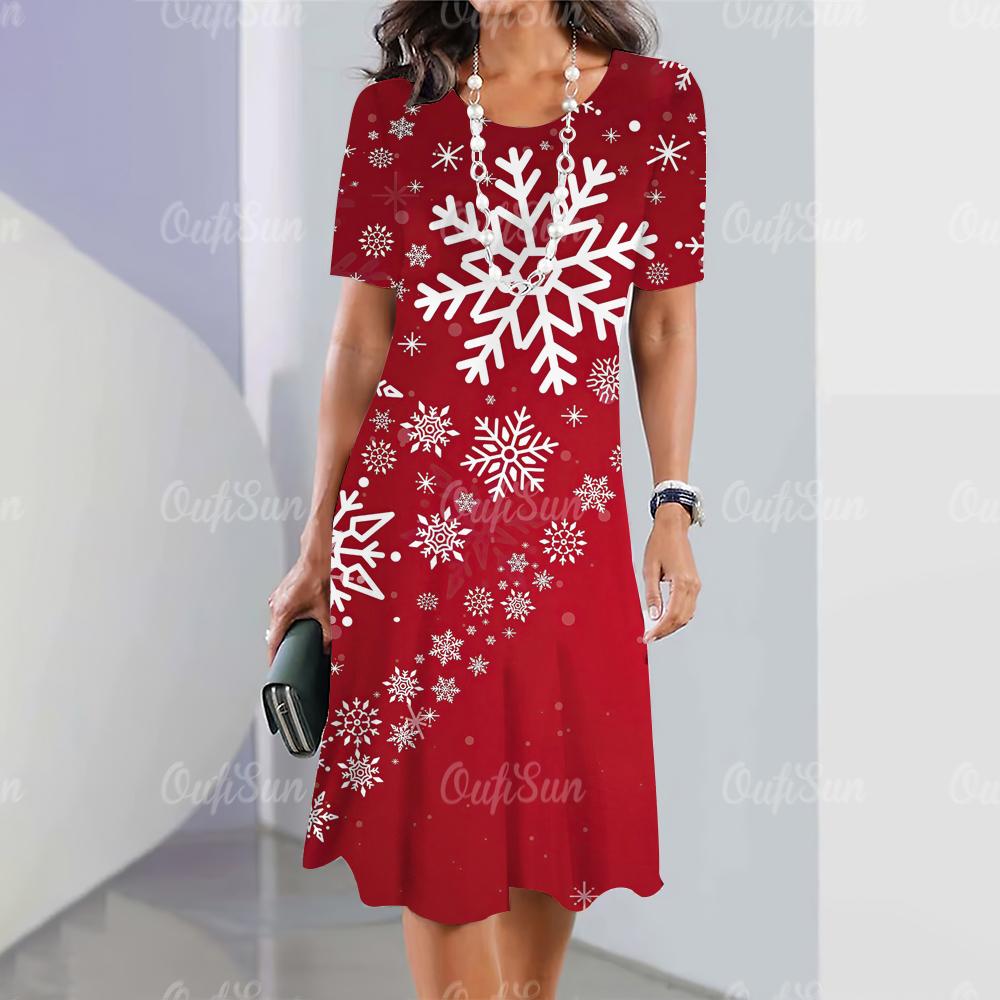 2025 New Women's Dresses Graphic  Print Elegant & Beautiful Midi Dresses Plus Size Female Summer One-piece Dress