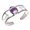 Шеврон Аметист Драгоценный камень 925 Стерлинговое серебро Манжета Браслет Регулируемый
