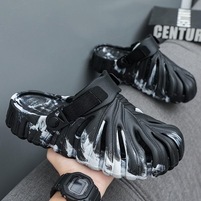 2024 Дизайнерские тапочки-листья для мужчин и женщин, летние полые тапочки, мужские домашние банные тапочки, мужские шлепанцы из ЭВА, мюли, сабо, садовая обувь