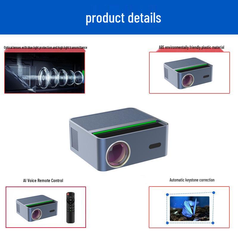 Портативный беспроводной проектор 2025 Ultra-Clear 4K с автофокусом и совместимостью с Android, оптимизированный для проецирования на белую стену.