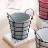 Bucket with Iron Frame Hanging Planter Basket Balcony Flower Pot