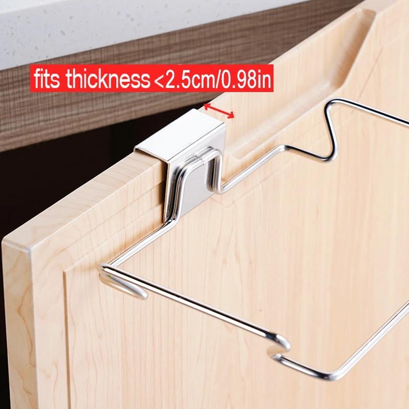 Kitchen Trash Rack Cabinet Door Garbage Bag Holder Stainless Steel Closet Garbage Storage Holder Kitchen Fixture Garbage bracket