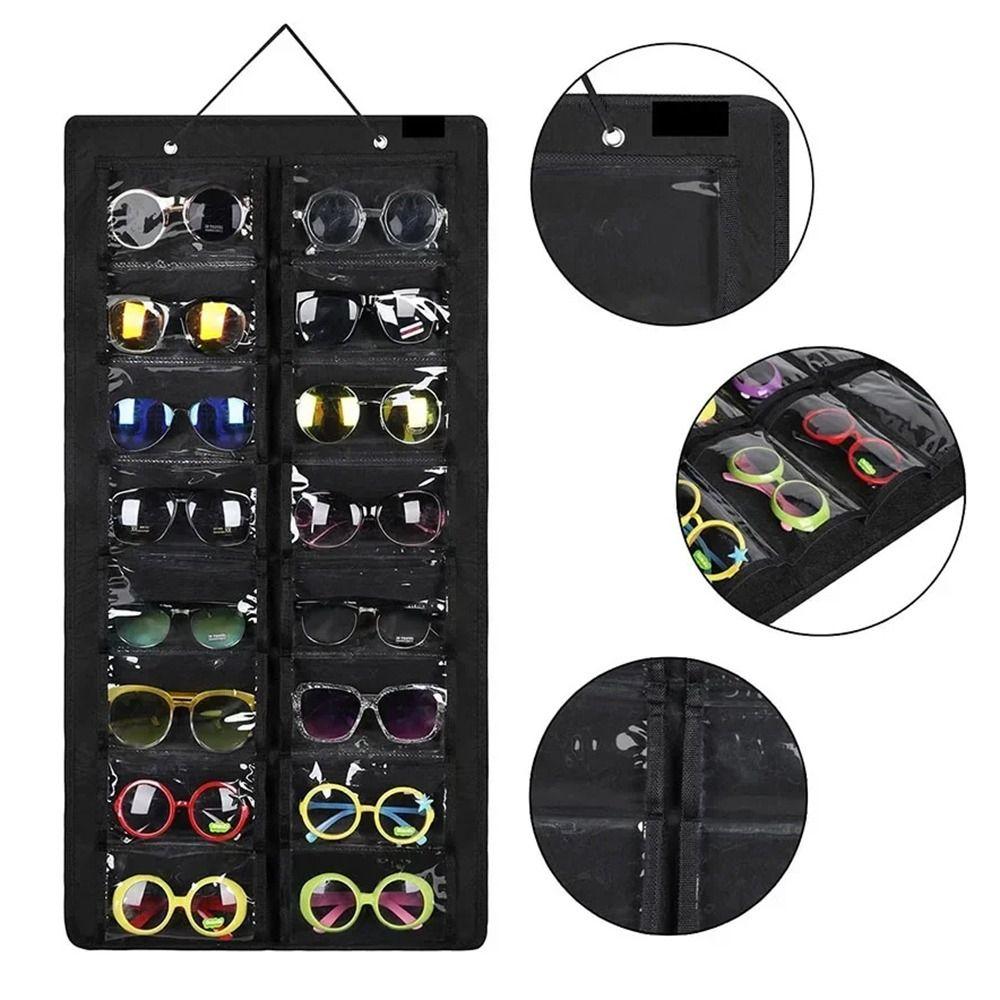 16 Slots Sunglasses Storage Hanging Bag Dust Proof Glasses Display Rack Household