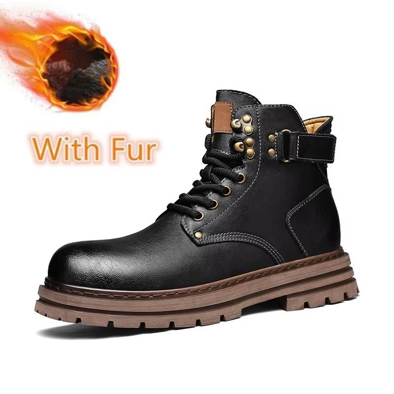 Мужские удобные высокие зимние ботинки для отдыха на природе, мужские зимние плюшевые ботинки для снега, классические мужские ботинки для мотокросса, универсальные повседневные ботинки на щиколотку