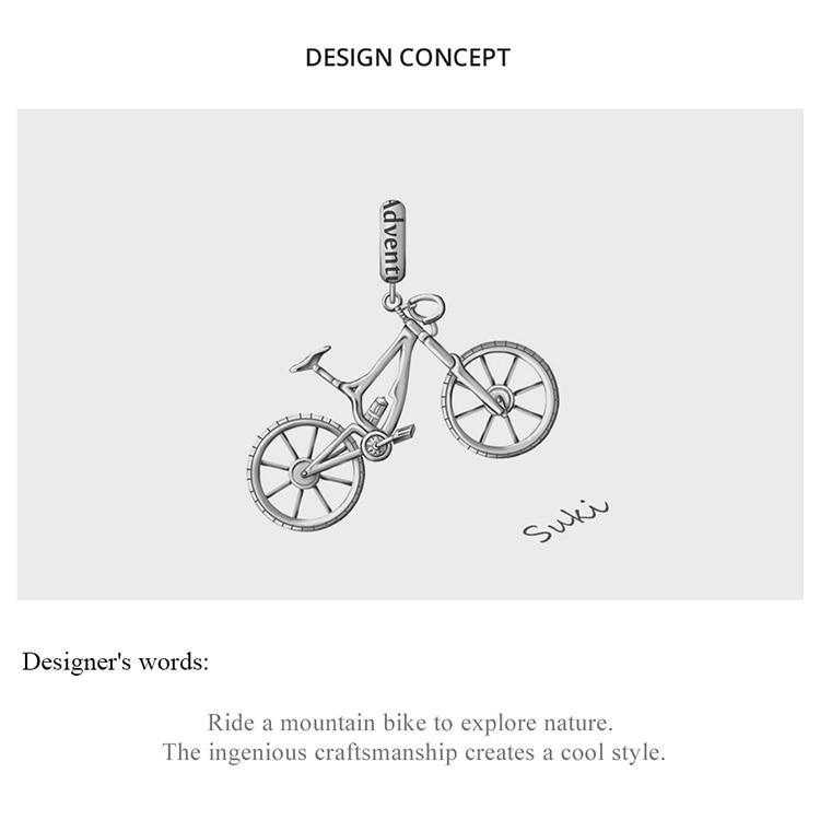 BAMOER 925 Sterling Silver Cool Mountain Bike Charm Pendant Fit Original Bracelet & Bangle DIY Jewelry