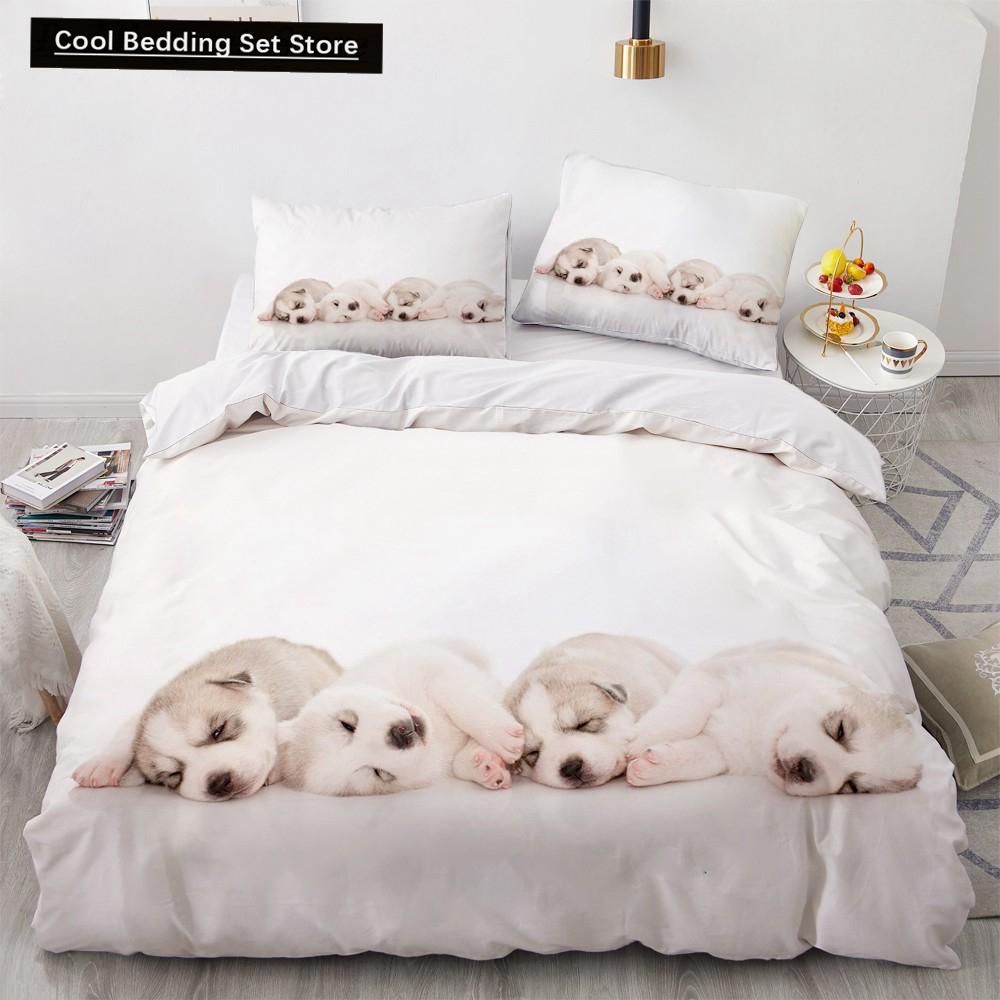 Husky Dog Bedding Set King Queen Size Funny Pet Puppy Duvet Cover for Kids Boys Girls Cute Animal 2/3pcs Polyester Quilt Cover