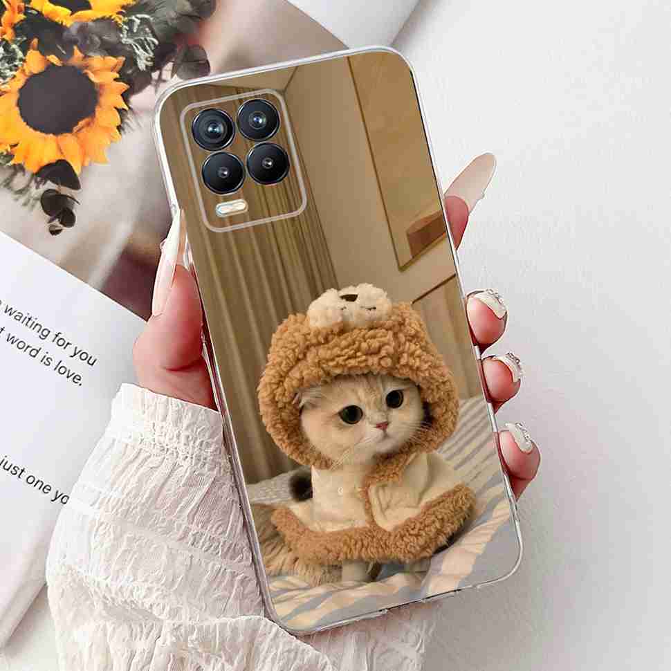 For Realme 8 4G RMX3085 Case Fashion Painted Flowers Soft Silicone TPU Cover For Oppo Realme8 realme 8 6.4" Phone Shell Bumper