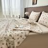 Rose Garden Vintage Floral Summer Quilt Khaki 100% Cotton Reversible Thin Comforter Bedding Set Air Conditioner Quilts Bedspread