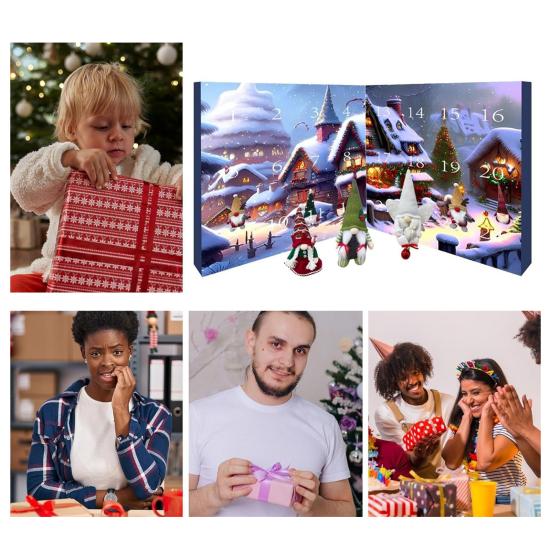 Рождественский адвент-календарь 2024 года с обратным отсчетом на 24 дня, слепая коробка с мини-плюшевыми куклами-гномами, праздничное украшение