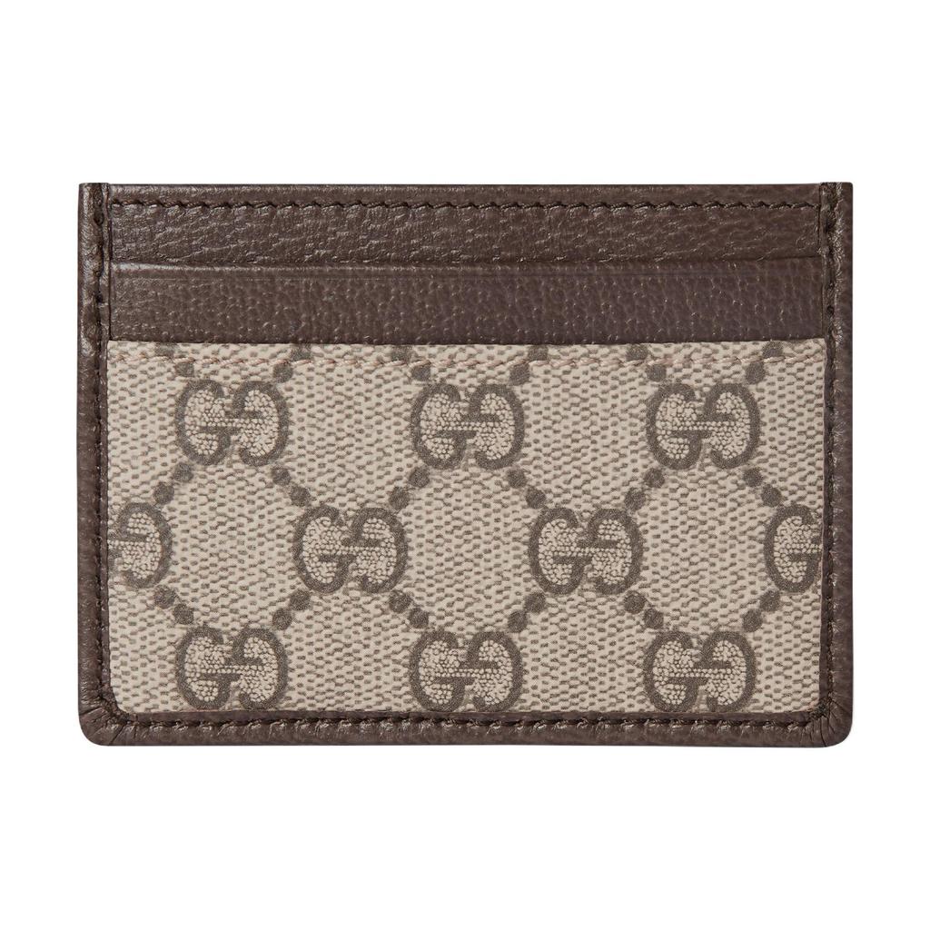 Gucci Ophidia Логотип Double G Фурнитура Светлое Золото Кожа и Холст Держатель для Карт Женский Держатель для Карт Бежево-Коричневый 838486-FAE0L-9746