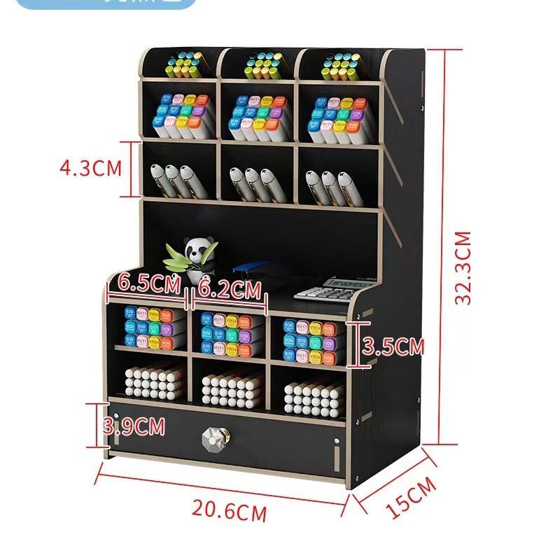 Nordic Style Wooden Desktop Pen Holder and Stationery Organizer