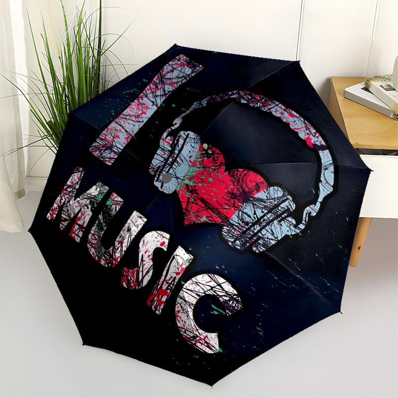 1pc Music Love Automatic Open/Close Umbrella Compact Folding Umbrella, All-Season Portable Umbrella for Women/Men106