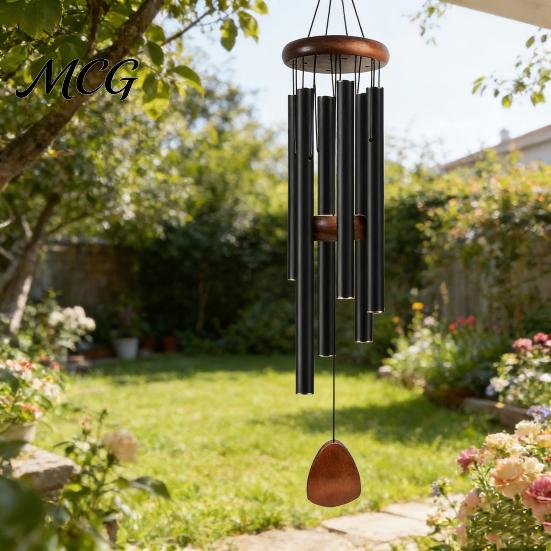 Precise Tuned Wind Chime Metal with 6 Aluminum Tubes, Garden Hanging Chimes, Outdoor Chimes Weather Resistant for Patio Decoration Melodious