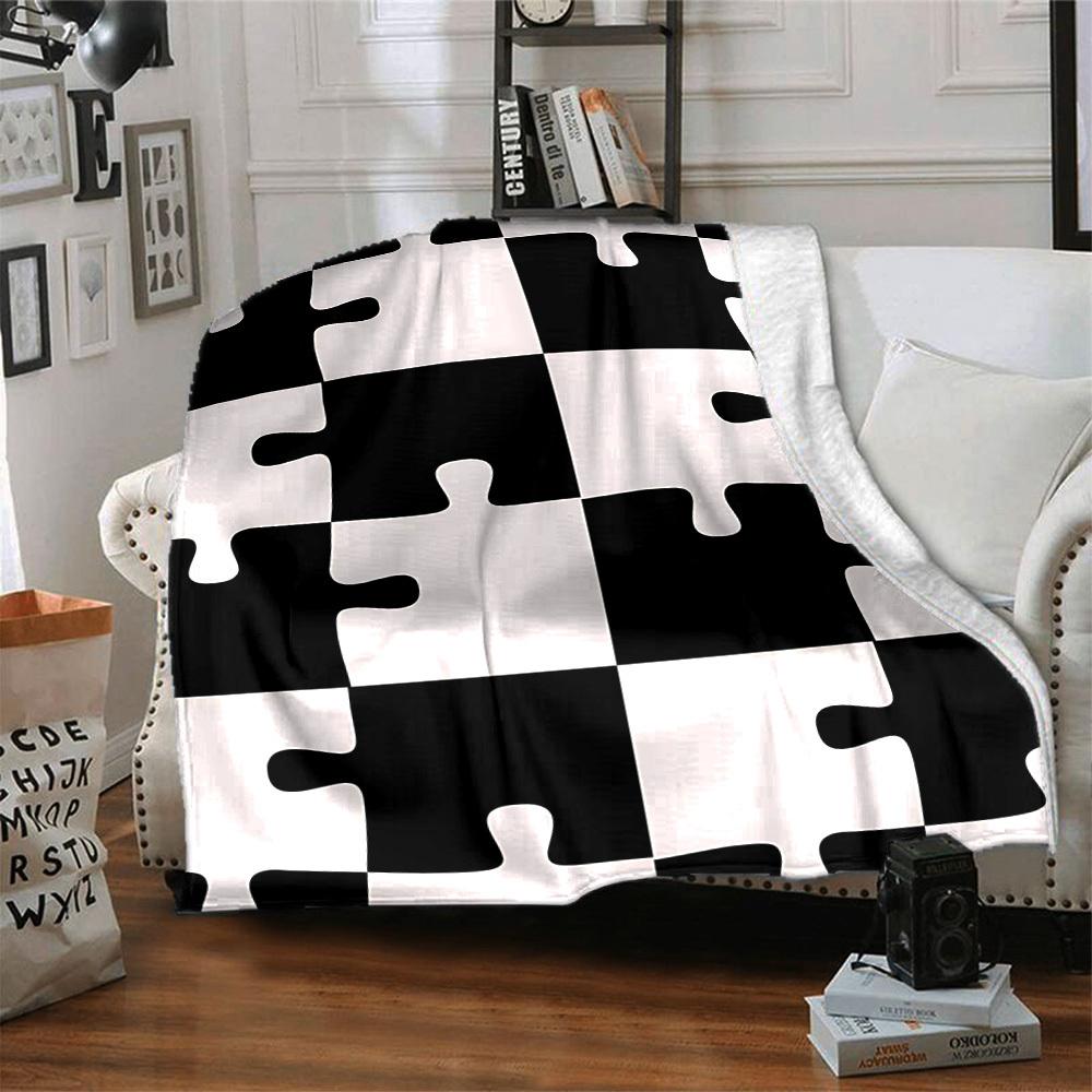 1pc Puzzle Pieces Blanket Warm, Cozy, And Soft, Suitable for Sofas, Beds, Cars, And Office Use.Perfect for Camping And Travel, Making It a Great Gift