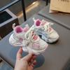Детская Обувь для Девочек Спортивная Универсальная На шнуровке Сетка Детские Кроссовки для Бега Сочетание Цветов Дышащая Корейский Стиль Лето Весна