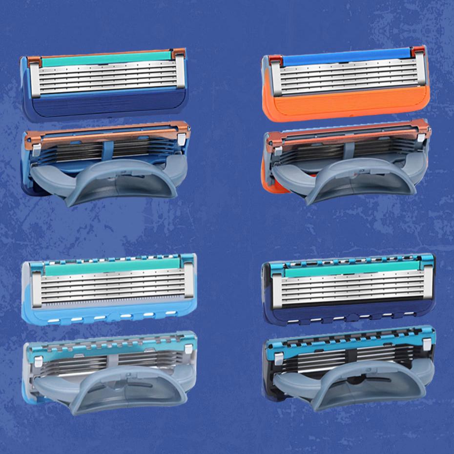 20 шт. ручные лезвия для бритья для мужчин, 5-слойные сменные головки из нержавеющей стали