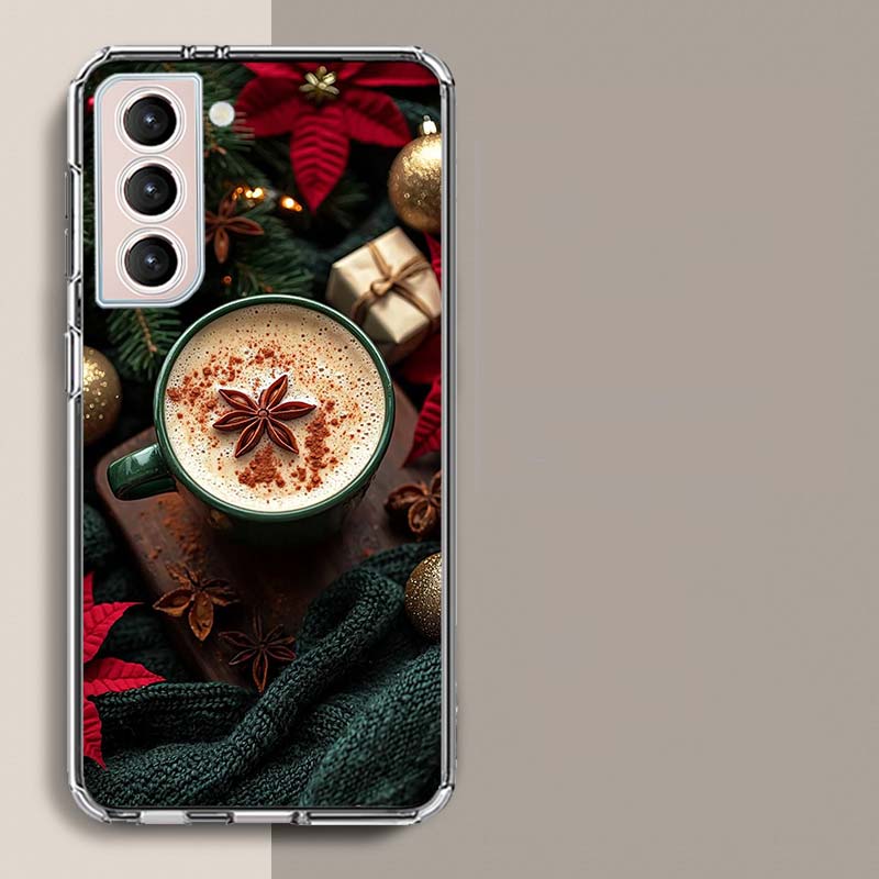 Чехол для телефона Christmas Spiced Gingerbread Latte для Samsung Galaxy S25 Edge S24 S23 FE S21 S20 S10 Plus S22 S26 Ultra Прозрачный
