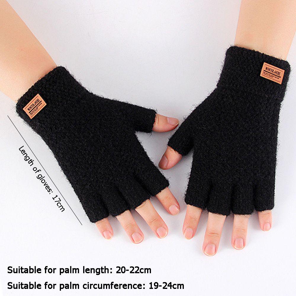 Label Winter Warm Elastic Half Finger Mittens Knitted Alpaca Wool Driving Gloves Fingerless Gloves
