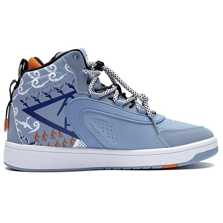 Li Ning Молодежные детские спортивные кроссовки Lifestyle Series Pattern Shock Absorbation Rebound Mid-Top Детские кроссовки Мягкие серо-голубые YKCS222-1