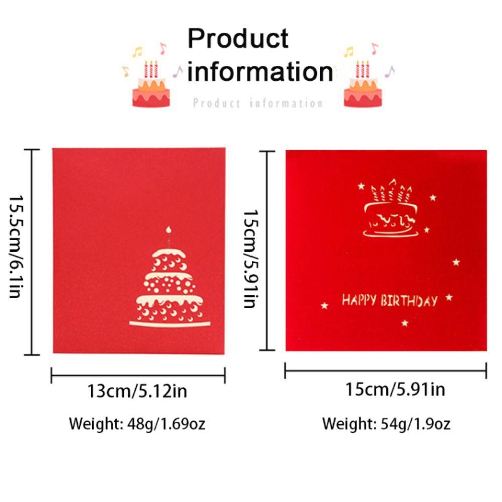 Pop Up 3D Music Light Birthday Cards Foldable Blessing Cake Holiday Card Valentine's Day