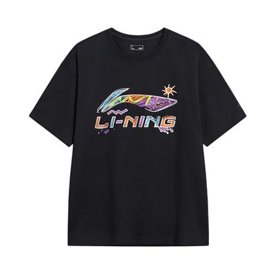 Li-Ning Удобная Универсальная Свободная Повседневная Футболка с Круглым Вырезом и Коротким Рукавом Унисекс Топы AHSW745-1