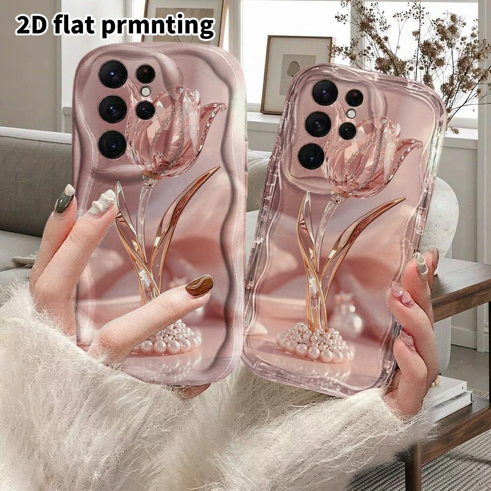 Phone Case: 2D flat Samsung Galaxy A34 A35 M05 M06 S20 S22 S21 FE Plus 5G protective case, couple style, tulip decoration, Christmas and Halloween gif