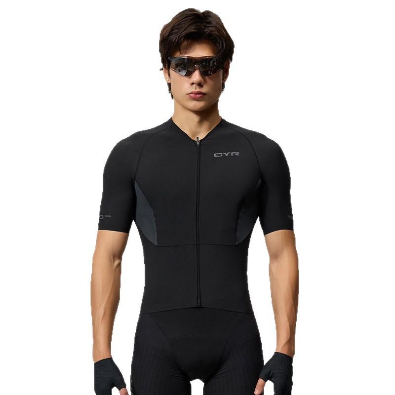 Mens Cycling Jersey Short Sleeve Quick-Dry Breathable Stretch Fabric Road Bike Top Outdoor Ride