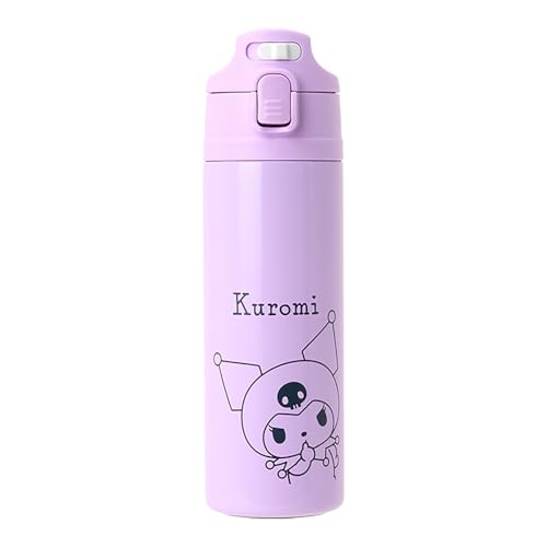 Sanrio (САНРИО) Бутылка из нержавеющей стали с крышкой, дизайн Kuromi, для детей, сохраняет напитки только холодными, Объем: 470 мл, Пространство для имени, Открывается одним нажатием