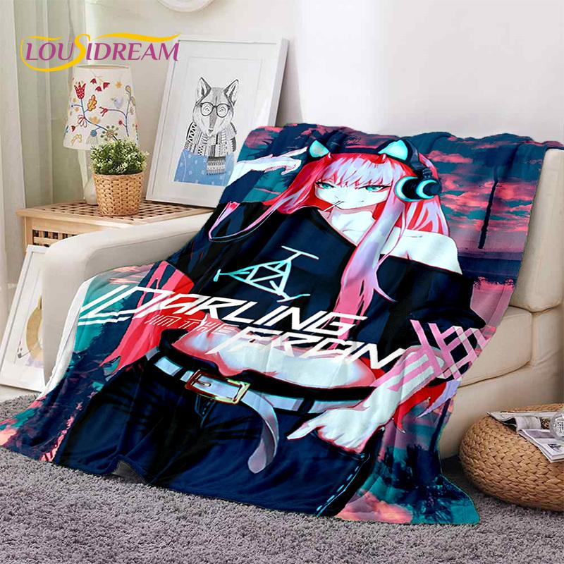 Zero Two Sexy Girl DARLING in The FRANXX Cartoon Flannel Blanket for Bed Bedroom Sofa Picnic,Throw Blanket for Outdoors Leisure