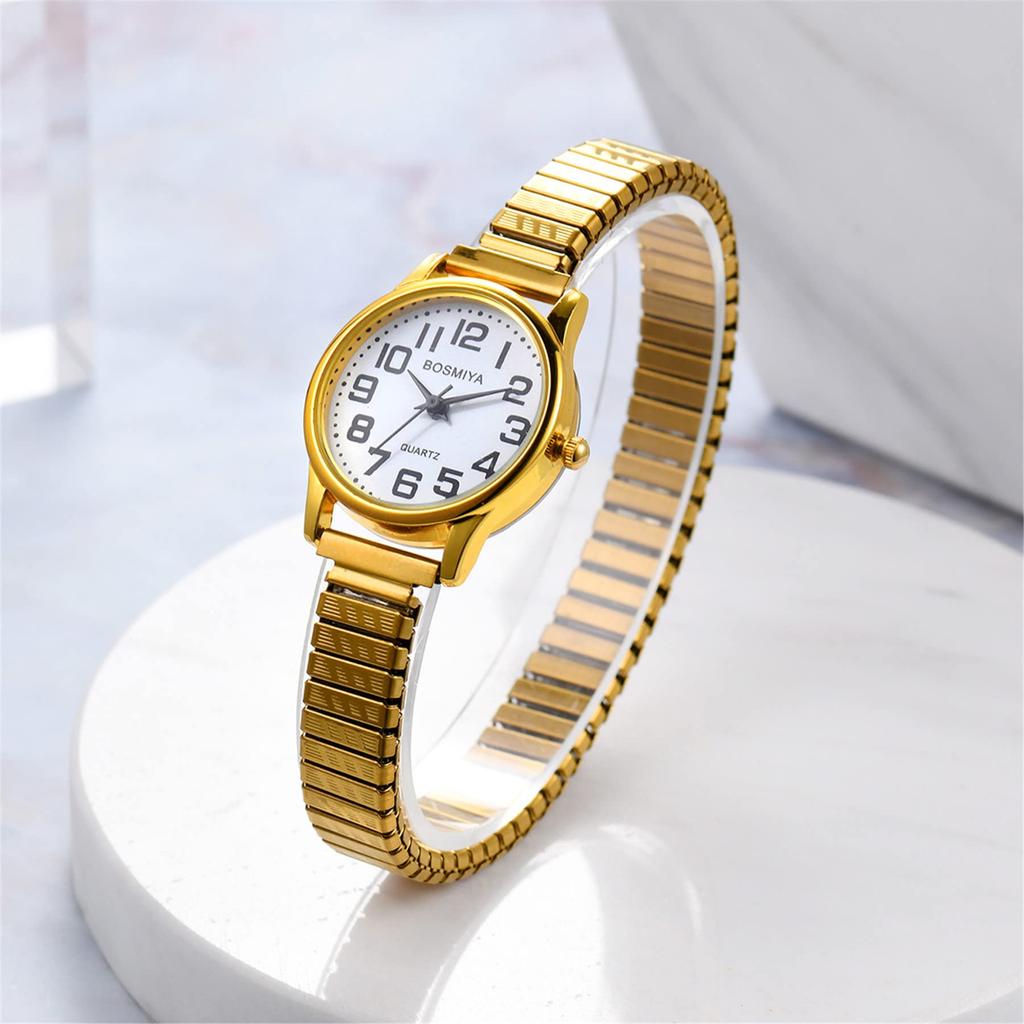 Watch Analog Waterproof Stainless Steel Elastic Strap Simple Cute Stylish Casual Business Fashion Watch Gold Accessories Birthday Christmas Day