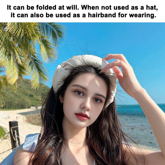Women Sun Hat Empty Top Design Adjustable Fit Outdoor Wide Brim Sun Protection Hat Portable Roll-Up Hiking