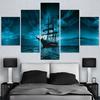 Настенное искусство, 5 панелей, модульная картина «Пиратский корабль», HD печатная современная картина на холсте, украшение для дома, постеры, рамки для гостиной, без рамки