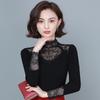Lace Bottoming Shirt All-match Small Lace Pullover Fashion Thin Women's Black Inner Stretch Top In Spring Summer