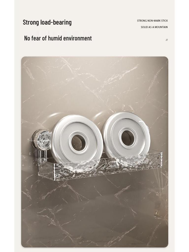 Полка для ванной на присосках без сверления - Настенная, Гофрированная стойка для хранения в ванной комнате