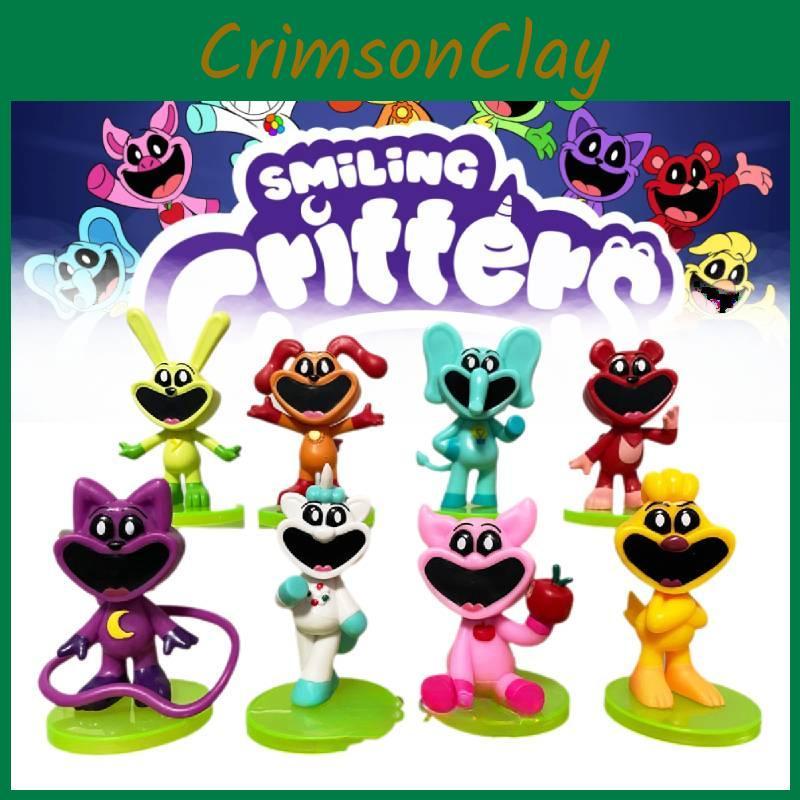 Очаровательные фигурки животных с улыбками 8-9 см, топперы для торта, набор из 8 штук, 3D-модели