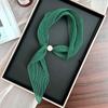 Pearl Magnetic Silk Scarf High-end New Versatile Solid Color Pleated Silk Scarf with Shirt Neck Protector Scarf