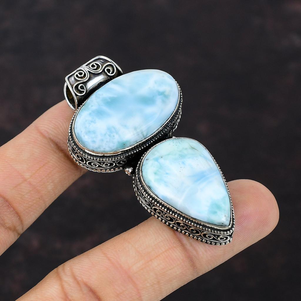 Ларимар Подвеска Ювелирные Изделия Из Драгоценных Камней Винтаж Подвеска Стерлингового Серебра 925 Подвеска Свадебные Украшения Подвеска Ручной Работы Подарок Для Него Совершенно Новый Подвеска