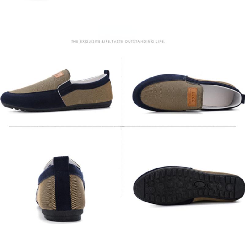 Базовые мужские парусиновые туфли Комфортная мужская повседневная обувь Модные туфли без застежек на резинке Легкие мужские туфли в горошек Обувь из ткани Пекин