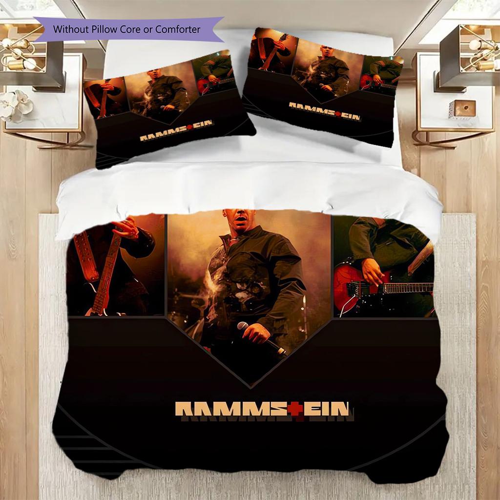 Rock Band Performance Theme Three-piece set (1 * duvet cover + 2 * pillowcase, without core) 2D Flat Soft and comfortable Bedding set
